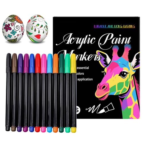xowwyue Malstifte | Zeichenmarker Zubehör - 12 Farben Acrylstifte Kreativ Zeichnen Kunstset für Holz Stoff Leinwand Bastelset Kinder von xowwyue