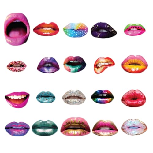 xowwyue Mounth Lips Photo Booth Props Set | 20X Funny Mouth Props with Wood Stick - Fun and Relaxing Atmosphere Gathering Decoration Selfie for Proposal, Birthday von xowwyue