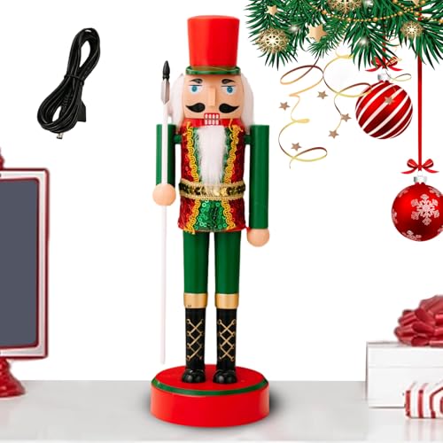 xowwyue Nussknacker-Weihnachtsdekoration – traditioneller Nussknacker-Soldat beleuchtete Figuren, beleuchtete Sammelfiguren für Weihnachten, Kaminsims, Kamin, Schreibtisch, Bücherregal von xowwyue