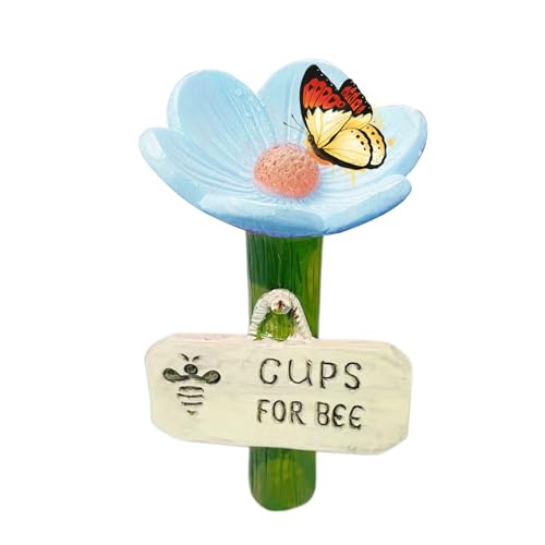 xowwyue Schmetterlings-Bewässerungsbecher | Blumenförmige Garten-Bienen-Trinkbecher – hygienische durstige Bestäuber, Futterspender mit buntem Schmetterling für Rasen, Auffahrt, Bauernhof, Terrasse von xowwyue