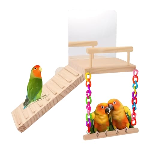 xowwyue Vogelschaukel Für Käfig | Holz Sitzstange Schaukel Ständer Mit Kletterleiter,Multifunktionales Vogel Sitzspielzeug Für Unzertrennliche Nymphensittiche Finken en Aras von xowwyue