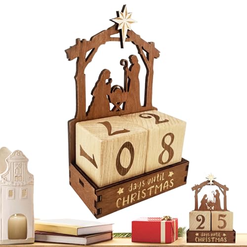 xowwyue Weihnachts Countdown Kalender, 25 Tage Weihnachtskrippe Holz Kalender, Weihnachtskrippe Tischdekoration Für Zuhause Wohnzimmer Deko xowwyue Weihnachts Countdown Kalender, 25 Tage Weihnachtskrippe Holz Kalender, Weihnachtskrippe Tischdekoration Für Zuhause Wohnzimmer Deko von xowwyue