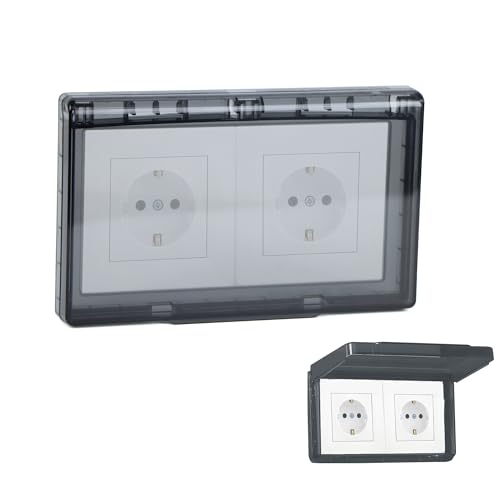 Schalter Abdeckung Steckdosenabdeckung - Steckdose Abdeckung für Doppeldose, Typ 86 Flip Outlet Box, Hauchdünn Wasserdicht für Badezimmer, Zuhause, Draußen, Schwarz, 2 Stück Schalter Abdeckung Steckdosenabdeckung - Steckdose Abdeckung für Doppeldose, Typ 86 Flip Outlet Box, Hauchdünn Wasserdicht für Badezimmer, Zuhause, Draußen, Schwarz, 2 Stück von xtemtoamz