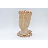 Orange Handgemachte Keramik Vase Weiß Zuckerguss, Große Braun Erdig, Keramikvase Handgemacht Weiß, Blumenvase Keramik von xuan325