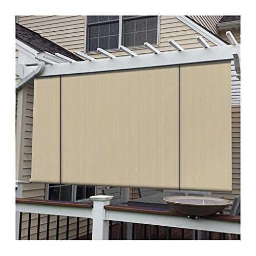 XXIOJUN Äußeres Rollo Jalousien, Lichtfilterung Sichtschutz-Terrassen-Sonnenschutz-Rollo Für Veranda, Pavillon, Balkon, Pergola (Farbe : Beige, Größe : 1.4x2m) von xue xiao jun