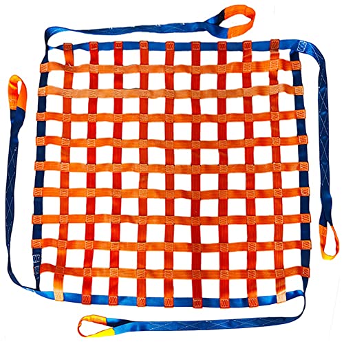 XXIOJUN Heavy Duty Cargo Net - Cargo Lifting Nets -Lifting Straps for Hoist - Flat Polyester Sling Hoisting Net - for Loading and Unloading Cargo (Farbe : Orange, Größe : 1x1m(300kg)) von xue xiao jun