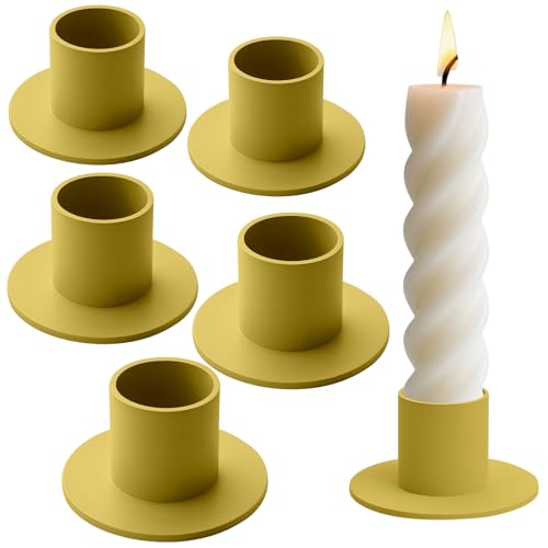 6 Stück Matt Kerzenhalter, Retro Candlelight Dinner Kerzenhaltern, Metall Kerzenständer Stabkerze für Partei, Tischaufsätze und Schlafzimmer Deko (Gold) von xuefenfei