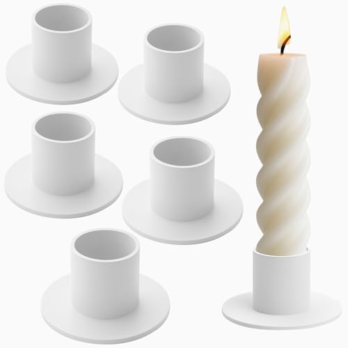 6 Stück Matt Kerzenhalter, Retro Candlelight Dinner Kerzenhaltern, Metall Kerzenständer Stabkerze für Partei, Tischaufsätze und Schlafzimmer Deko (Weiß) von xuefenfei