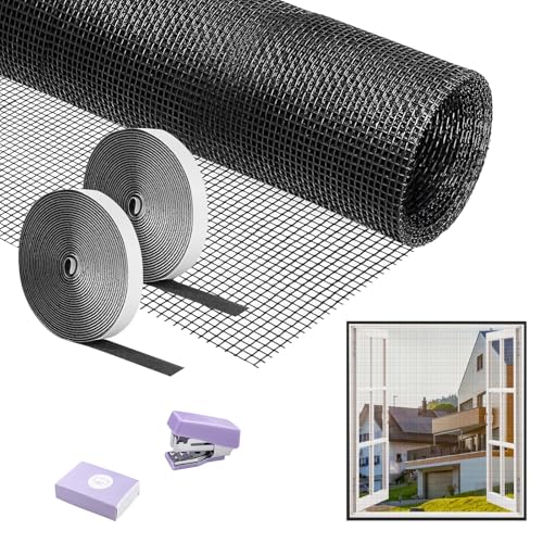 Fliegengitter Meterware Insektenschutzgitter, 120 X 250cm Insektenschutz Fliegengitter, Insektenschutzgewebe für Balkontür Wohnzimmer Dachfenster Bodentiefe Fenster (Schwarz) von xuefenfei