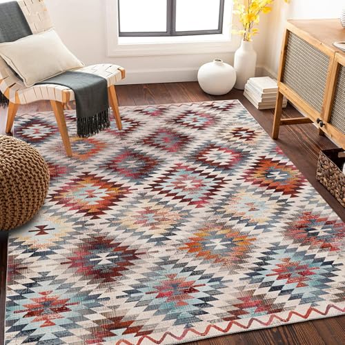 Traditioneller mehrfarbiger Teppich im Boho-Stil Vintage-Teppiche Persische ethnische Muster Matte für Wohnzimmer Schlafzimmer Weicher Orientteppich Pflegeleichter Flor von xueneige