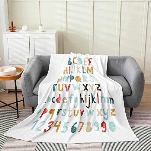 Kuscheldecke Alphabet Buntes Digitales Zahlenalphabet, Alphabet Flanell Decke Weiches Sofadecke Warm Wohndecke Für Wohnzimmer Geschenke Bank 125x150cm von xujianhuaxuyoubinbaihuodian
