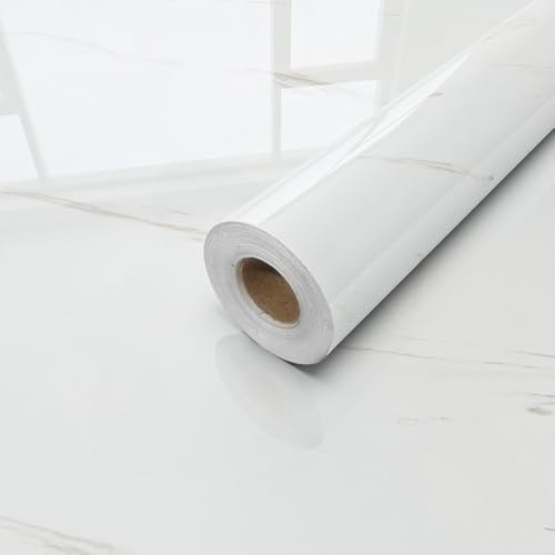 xupingjiti Selbstklebend Tapete Weißer Marmor Klebefolie Möbel Wandpapier Selbstklebende Wandaufkleber 40x300cm Dekorative Vinyl Möbelfolie Selbstklebende Folie für Möbel Küche Schrank Wasserdicht von xupingjiti