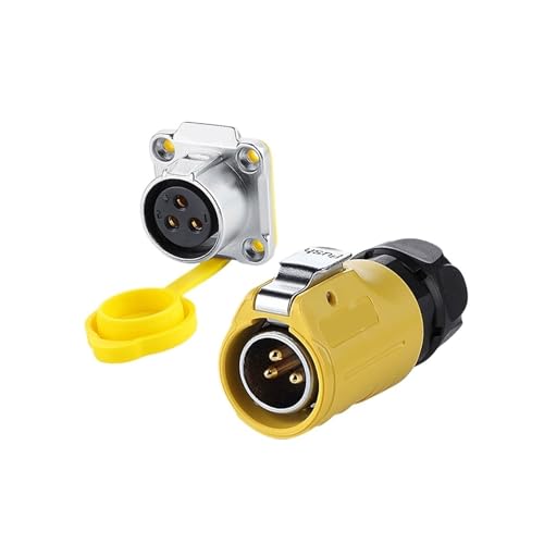 xuyuyan M20 wasserdichter IP68-Stecker, 3-poliger männlicher und weiblicher runder Adapter, LED-Anzeige, Stromkabelanschlüsse(Army green) von xuyuyan