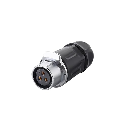 xuyuyan M20 wasserdichter IP68-Stecker, 3-poliger männlicher und weiblicher runder Adapter, LED-Anzeige, Stromkabelanschlüsse(Black) von xuyuyan