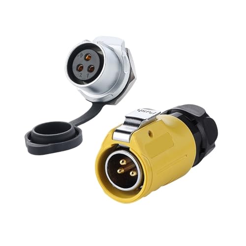 xuyuyan M20 wasserdichter IP68-Stecker, 3-poliger männlicher und weiblicher runder Adapter, LED-Anzeige, Stromkabelanschlüsse(Dark Grey) von xuyuyan