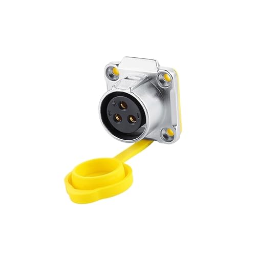 xuyuyan M20 wasserdichter IP68-Stecker, 3-poliger männlicher und weiblicher runder Adapter, LED-Anzeige, Stromkabelanschlüsse(Gold) von xuyuyan