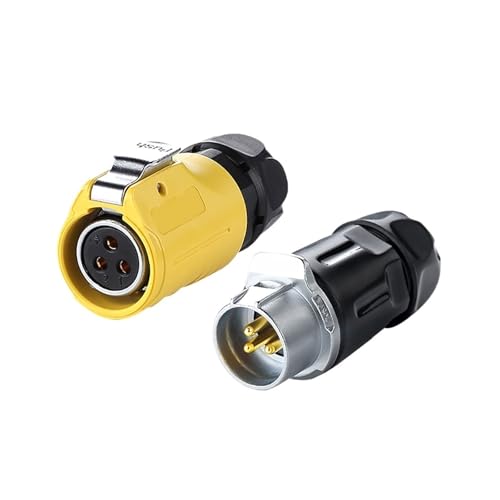 xuyuyan M20 wasserdichter IP68-Stecker, 3-poliger männlicher und weiblicher runder Adapter, LED-Anzeige, Stromkabelanschlüsse(Ivory) von xuyuyan