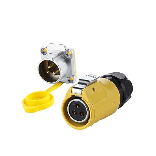 xuyuyan M20 wasserdichter IP68-Stecker, 3-poliger männlicher und weiblicher runder Adapter, LED-Anzeige, Stromkabelanschlüsse(Lavender) von xuyuyan