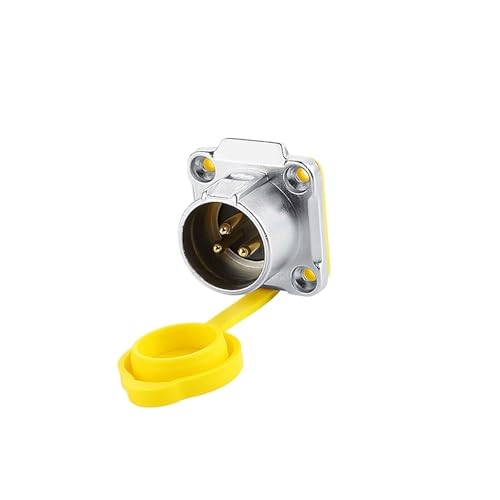 xuyuyan M20 wasserdichter IP68-Stecker, 3-poliger männlicher und weiblicher runder Adapter, LED-Anzeige, Stromkabelanschlüsse(Red) von xuyuyan