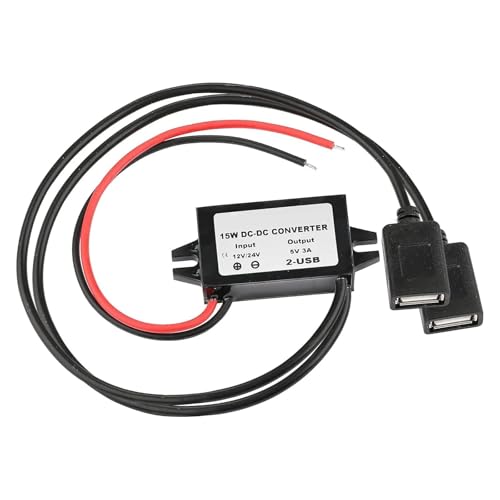 xuyuyan Wasserdichter 12V/24V auf 5V Konverter DC-DC Step Down Modul Netzteil USB-A Buchse/Typ C/Dual USB/offener Kabelanschluss(Dual USB-A Connector) von xuyuyan