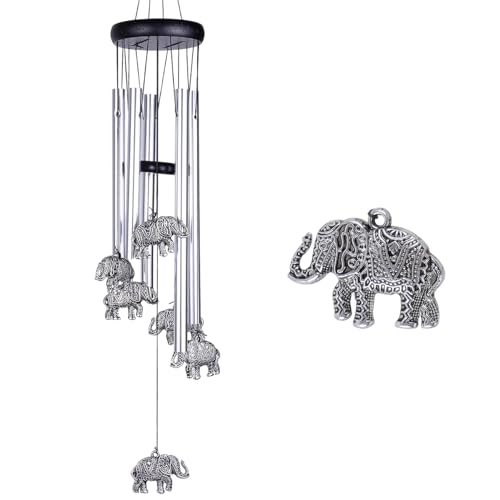 Elefanten-Windspiel für den Innen- und Außenbereich, Reiner, handgefertigter, romantischer Windfänger, 71,1 cm, Elefanten-Windspiel für Zuhause, Weihnachten, Geschenk für Mutter, Balkon, Terrasse, Elefanten-Windspiel für den Innen- und Außenbereich, Reiner, handgefertigter, romantischer Windfänger, 71,1 cm, Elefanten-Windspiel für Zuhause, Weihnachten, Geschenk für Mutter, Balkon, Terrasse, von xxschy