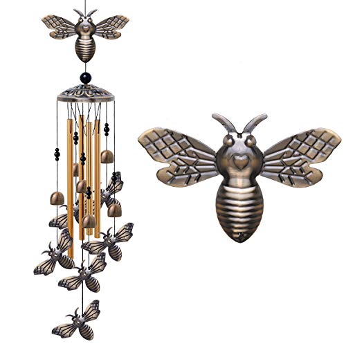 Windspiel für den Garten, Bienen, für den Innen- und Außenbereich, mit 4 Röhren, 6 Glocken, 7 Bienen, Windspiel, mobiler, romantischer Bienenwindfänger, Bienen-Windspiele für Zuhause, Muttergeschenke, Windspiel für den Garten, Bienen, für den Innen- und Außenbereich, mit 4 Röhren, 6 Glocken, 7 Bienen, Windspiel, mobiler, romantischer Bienenwindfänger, Bienen-Windspiele für Zuhause, Muttergeschenke, von xxschy