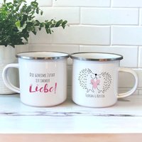 Personalisierte Emaille Tasse Igelpärchen "Die Geheime Zutat Ist Immer Liebe" Mit Namen, Valentinstag Geschenk, Hochzeitstag, Jahrestag von xxxBESONDERSxxx