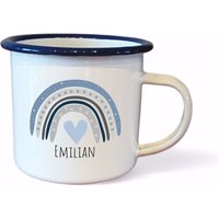 Personalisierte Emaille Tasse "Regenbogen", Geschenk Für Schulkind, Kindergarten, Kinderbecher, Kindergeburtstag von xxxBESONDERSxxx