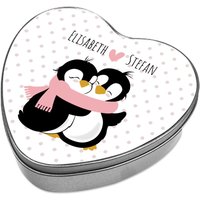 Personalisierte Geschenkdose Aufbewahrungsdose Keksdose Herz, Pinguinpärchen, Valentinstag Geschenk Personalisierte Geschenkdose Aufbewahrungsdose Keksdose Herz, Pinguinpärchen, Valentinstag Geschenk von xxxBESONDERSxxx