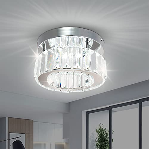 xychfantligh Semi Unterputz Deckenleuchten für Flur Moderne Kristall Deckenleuchten für Schlafzimmer Kleine Deckenleuchter Lampen für Wohnzimmer (rund, kühl weiß) von xychfantligh