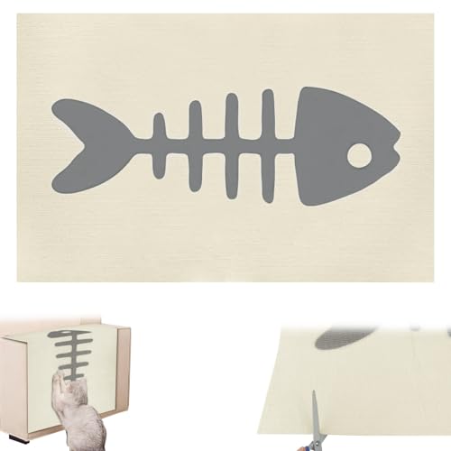 Kratzmatte Katze, Kratzwand für Katzen, Kratzteppich Katze mit der Fischgrätenmuster-Grafik, Kratzmatte Selbstklebend zum Schutz von Möbeln, Sofas, Wänden, 80 * 50 cm, Beige von xyuayamz
