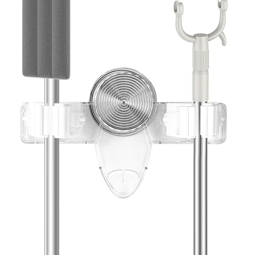 xyuayamz Halterung Besen Wand, Saugnapf Mop Halter mit 2 Haken, Besenhalterung Wandhalterung Ohne Bohren, Broom Mops Holder für Küche, Hotel, Badezimmer, Garten, PET Material, Transparentes Weiß xyuayamz Halterung Besen Wand, Saugnapf Mop Halter mit 2 Haken, Besenhalterung Wandhalterung Ohne Bohren, Broom Mops Holder für Küche, Hotel, Badezimmer, Garten, PET Material, Transparentes Weiß von xyuayamz
