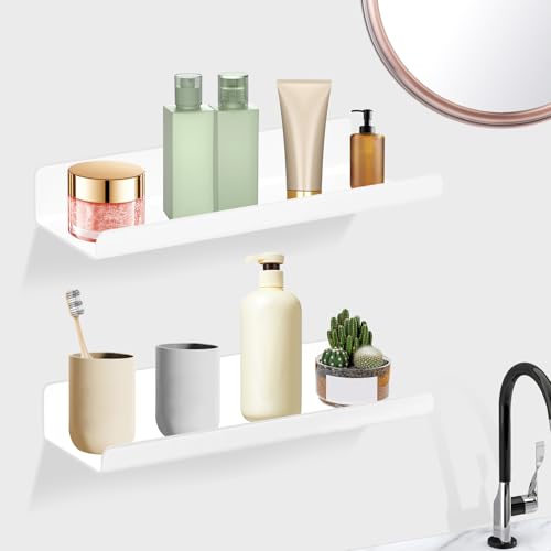 xyuayamz Wandregal Ohne Bohren Schweberagel, Badezimmer Regal Schweberegal, Wand Regale Acryl Küche Regal Zum Kleben, für Wohnzimmer, Arbeitszimmer, Badezimmer, Küche(Weiß, 2 Stück, 30x10x4cm) xyuayamz Wandregal Ohne Bohren Schweberagel, Badezimmer Regal Schweberegal, Wand Regale Acryl Küche Regal Zum Kleben, für Wohnzimmer, Arbeitszimmer, Badezimmer, Küche(Weiß, 2 Stück, 30x10x4cm) von xyuayamz