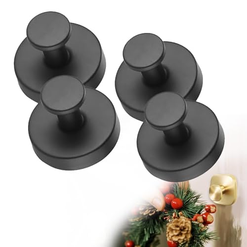 xywlmiegen Saugnapfhaken for Duschwand, Saughaken aus Edelstahl ohne Bohren, abnehmbare wasserdichte Haken for Badezimmer, Küche, Glasfenster, Kranzaufhänger for die Haustür(Black,4pcs) von xywlmiegen