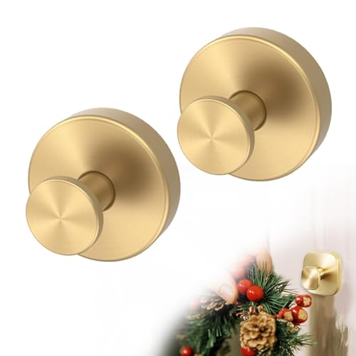 xywlmiegen Saugnapfhaken for Duschwand, Saughaken aus Edelstahl ohne Bohren, abnehmbare wasserdichte Haken for Badezimmer, Küche, Glasfenster, Kranzaufhänger for die Haustür(Gold,2pcs) von xywlmiegen