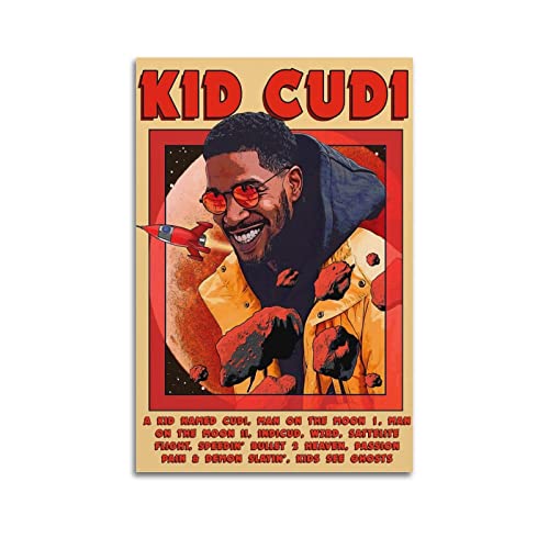 xze Kid Cudi Rapper Poster Zimmer Dekorative Leinwand Poster Ästhetischer Posterdruck Wandkunst Dekor Poster 60 x 90 cm Unrahmen von xze
