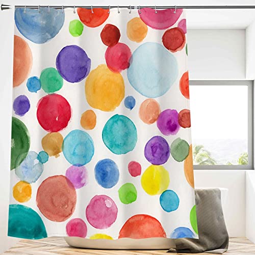 Duschvorhang 120 x 200 Punkte Duschvorhang Regenbogen Badezimmer Vorhang Bunte Geometrie Antischimmel Wasserdicht Badezimmer Vorhang 3D Effekt Duschvorhänge Polyester Waschbar mit Haken von xzxzdx