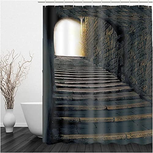 Duschvorhang 120 x 200 Retro Duschvorhang Mauer Badezimmer Vorhang Die Architektur Antischimmel Wasserdicht Badezimmer Vorhang 3D Effekt Duschvorhänge Polyester Waschbar mit Haken von xzxzdx