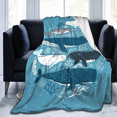 xzxzdx Kuscheldecke 130x150 Hellblauer Wal Flanell Fleecedecke 3D Gedruckte Weich Flauschig Mikrofaser Wohndecke Sofadecke Couchdecke Tagesdecke Wolldecken für Kinder Erwachsene von xzxzdx