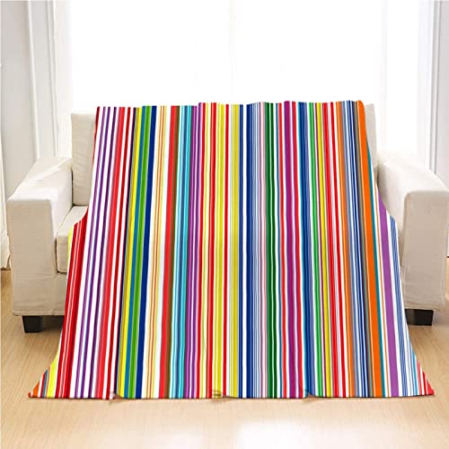 xzxzdx Kuscheldecke 150x200 Bunte Streifen Flanell Fleecedecke 3D Gedruckte Weich Flauschig Mikrofaser Wohndecke Sofadecke Couchdecke Tagesdecke Wolldecken für Kinder Erwachsene von xzxzdx