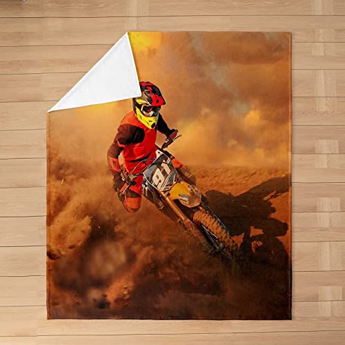 Kuscheldecke Moto-Cross Flanell Fleecedecke 130x150, 3D Teenager Wohndecke Kind Sofadecke Couchdecke Tagesdecke Flauschig Weiche Mikrofaser, für Bett & Sofa von Bedsure