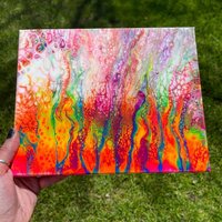 Drizzy - 8x10 "Harz Beschichtete Original Uv Reactive Neon Rainbow Wandkunst von y0ungLunatic