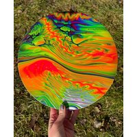 Lucy's Ocean View - Original Uv-Reactive Neon Acrylic Pour 12 "Rund Gestreckte Leinwand Lucy's Ocean View - Original Uv-Reactive Neon Acrylic Pour 12 "Rund Gestreckte Leinwand von y0ungLunatic