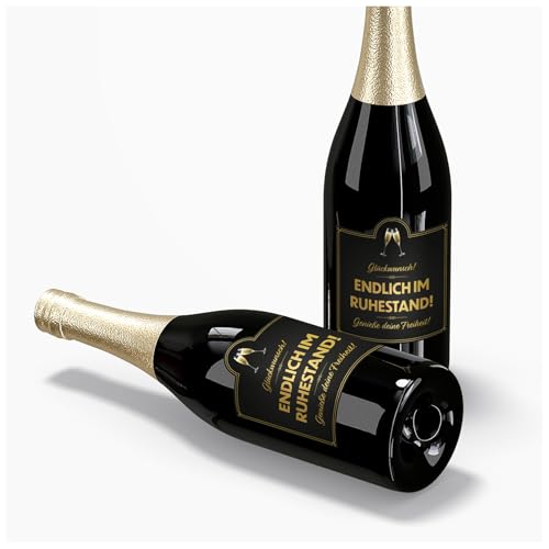 2er Set Flaschenetiketten mit Herzensbotschaft 14x7,4cm Weinetikett Sektetikett als Geschenk Aufkleber für Weinflasche Sektflasche Sticker ohne Flasche selbstklebend Y005 (08 Ruhestand) von yabaduu