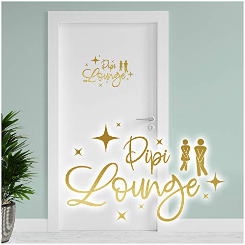 Dekoaufkleber Pipi Lounge 26x16cm für Badezimmer Bad WC Toilette Tür Wandtattoo Unisex Wand Sticker Aufkleber lustig witzig selbstklebend Y070 (Gold) von yabaduu