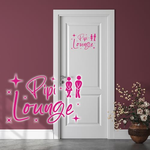 Dekoaufkleber Pipi Lounge 26x16cm für Badezimmer Bad WC Toilette Tür Wandtattoo Unisex Wand Sticker Aufkleber lustig witzig selbstklebend Y070 (Pink) von yabaduu