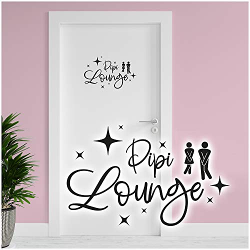 Dekoaufkleber Pipi Lounge 26x16cm für Badezimmer Bad WC Toilette Tür Wandtattoo Unisex Wand Sticker Aufkleber lustig witzig selbstklebend Y070 (Schwarz) von yabaduu