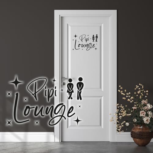 Dekoaufkleber Pipi Lounge 26x16cm für Badezimmer Bad WC Toilette Tür Wandtattoo Unisex Wand Sticker Aufkleber lustig witzig selbstklebend Y070 (Schwarz) von yabaduu