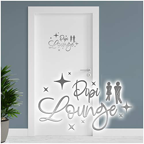 Dekoaufkleber Pipi Lounge 26x16cm für Badezimmer Bad WC Toilette Tür Wandtattoo Unisex Wand Sticker Aufkleber lustig witzig selbstklebend Y070 (Silber) von yabaduu