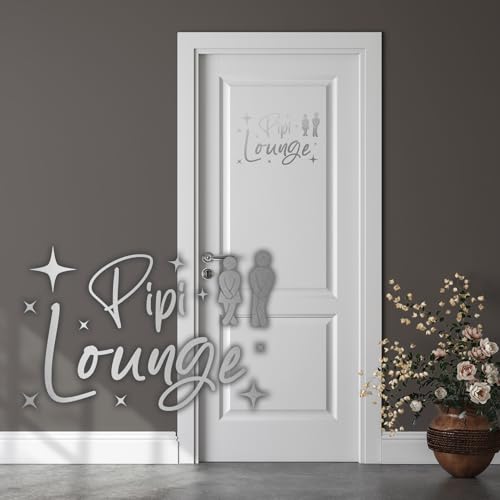 Dekoaufkleber Pipi Lounge 26x16cm für Badezimmer Bad WC Toilette Tür Wandtattoo Unisex Wand Sticker Aufkleber lustig witzig selbstklebend Y070 (Silber) von yabaduu